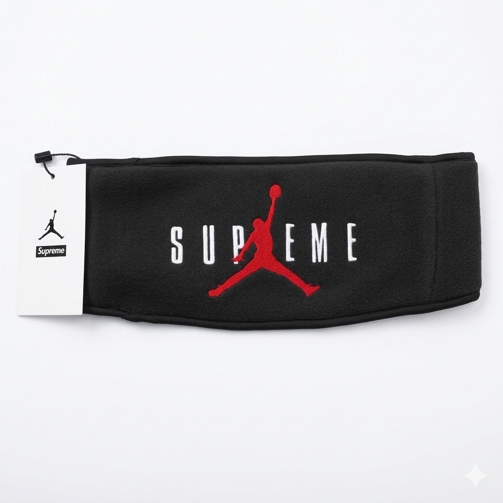 Supreme x Jordan Headband Polartec Fleece Black FW24 Embroidered NWT‎ OSFM New